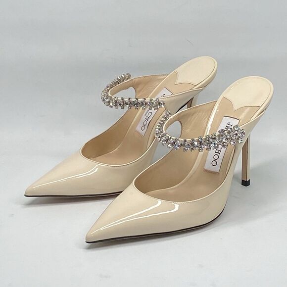 Jimmy Choo Bing 100MM Embellished Patent Leather Mules size 37 - Picture 7 of 15
